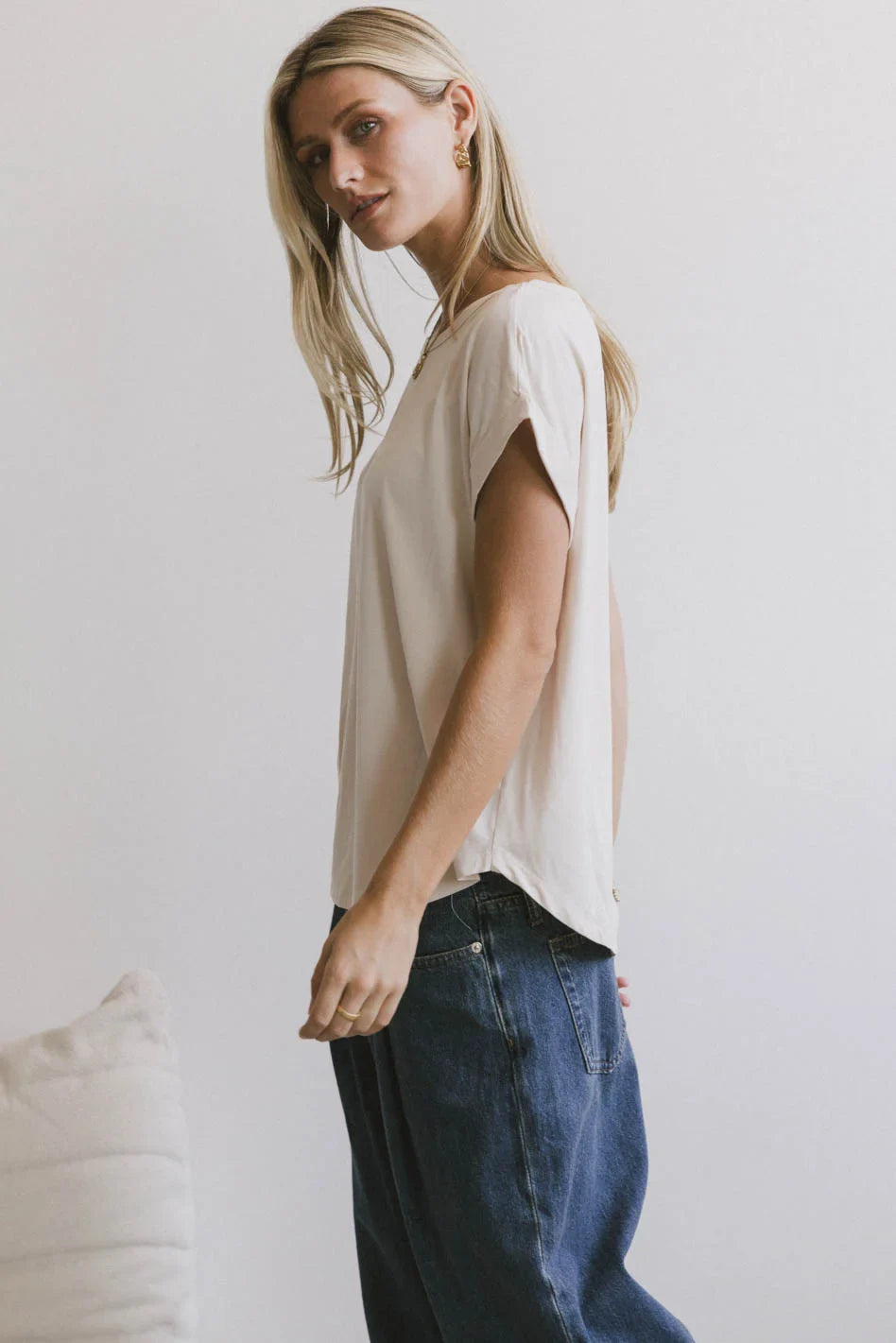 Callie Basic Tee in Natural - FINAL SALE