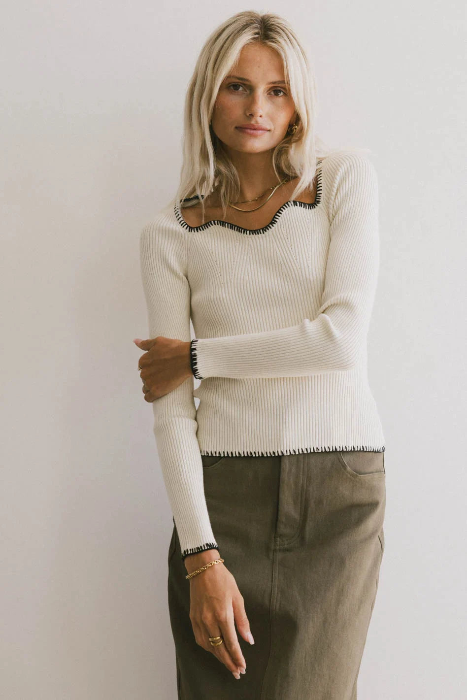 Hazel Ribbed Sweater in Cream - FINAL SALE