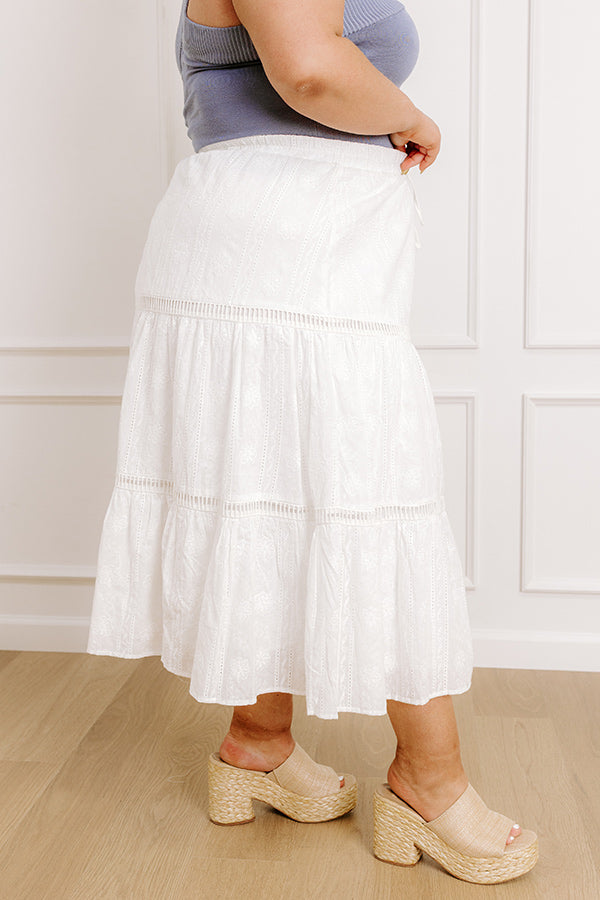 The Gabriella High Waist Embroidered Midi Skirt Curves