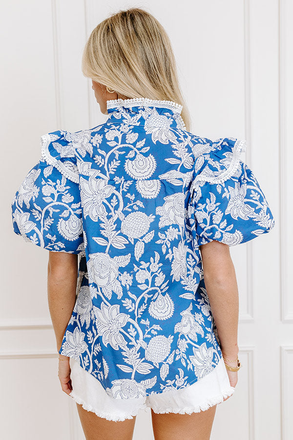 Sunday Chic Floral Top in Blue