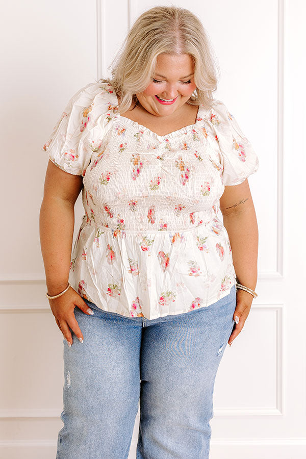 Field Of Grace Floral Smocked Top Curves