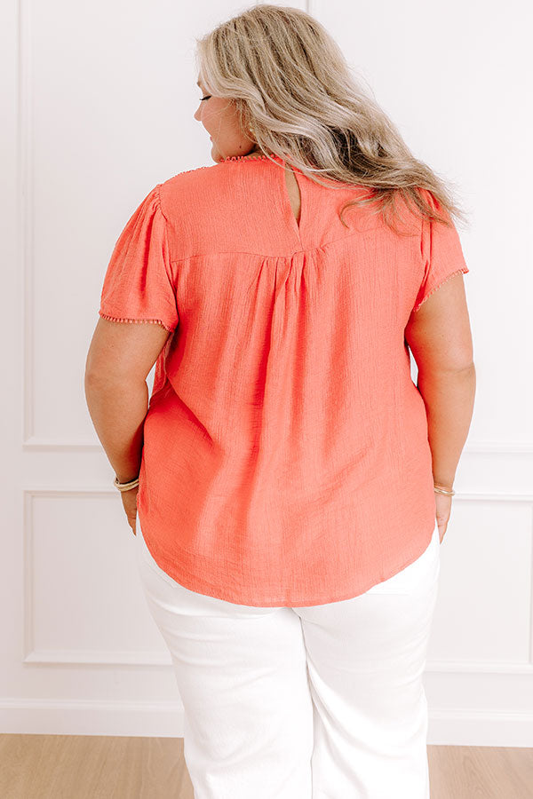 Easy Going Lace Top in Coral Curves