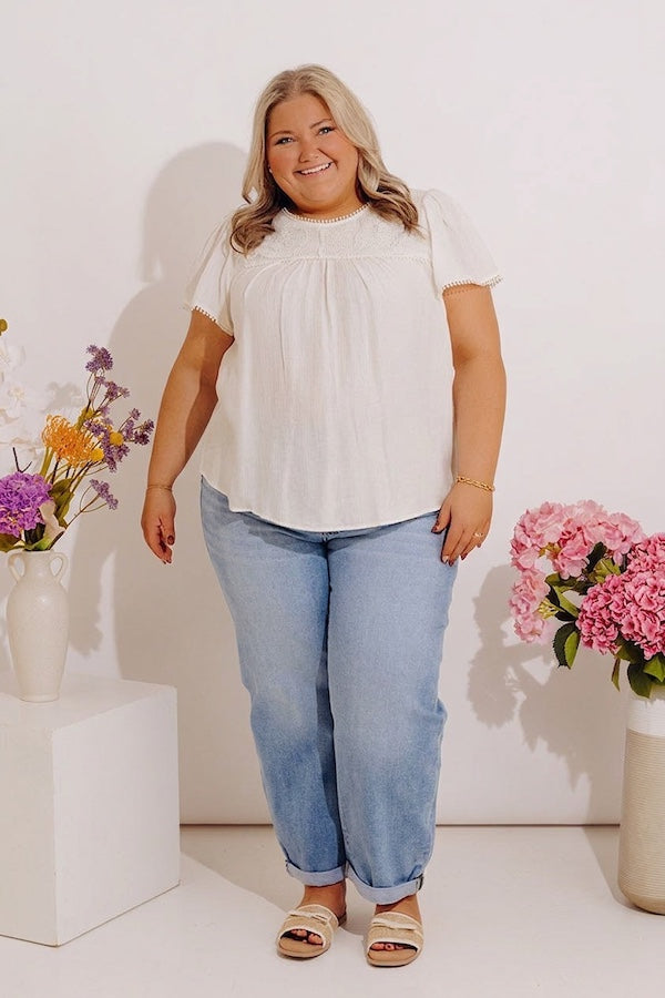 Easy Going Lace Top in Cream Curves