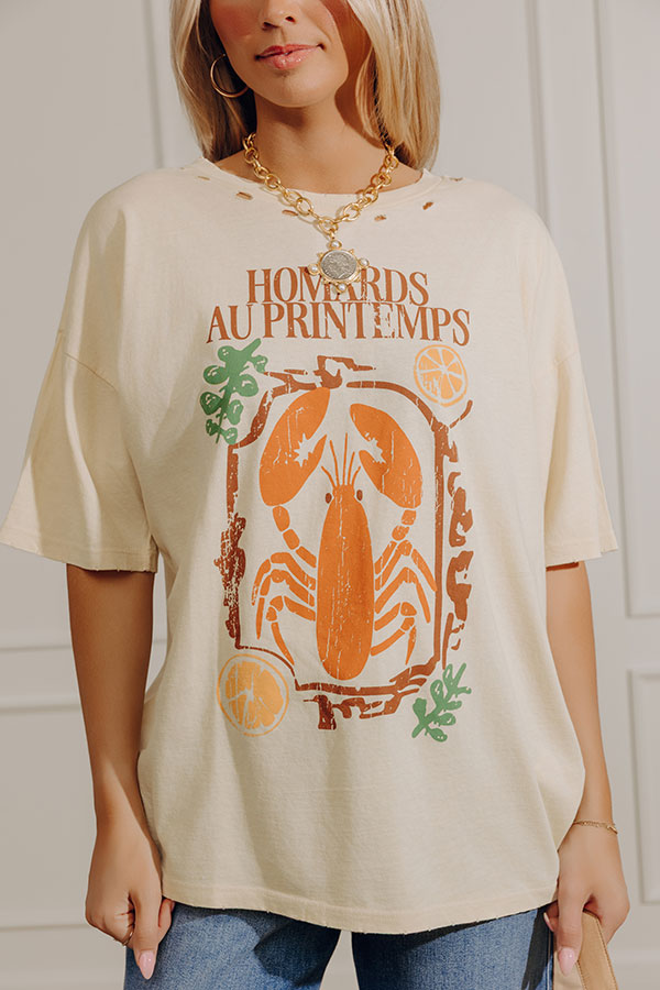 Homards Au Printemps Distressed Oversize Graphic Tee