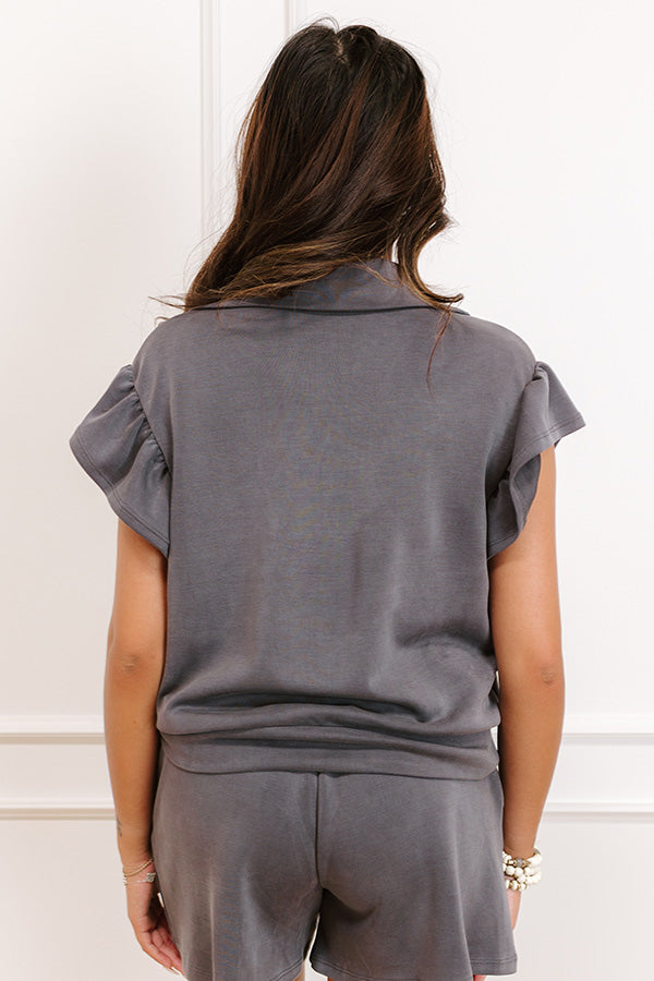 Effortless Moments Quarter Zip Top in Charcoal