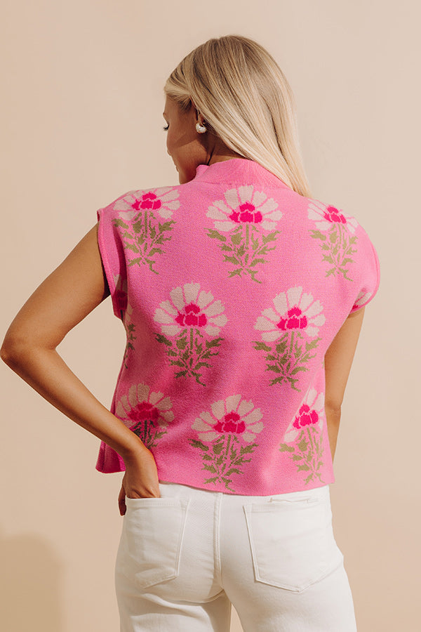 Cafe Al Fresco Floral Knit Sweater Top