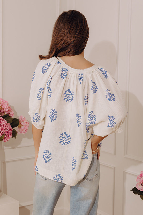 Coastal Bloom Floral Gauze Top