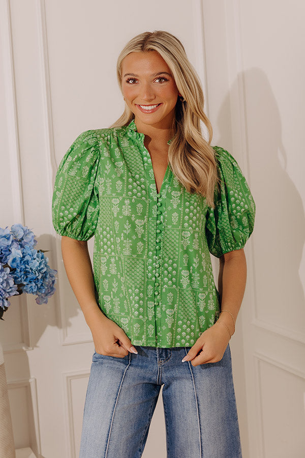 Wildflower At Heart Floral Top in Kelly Green