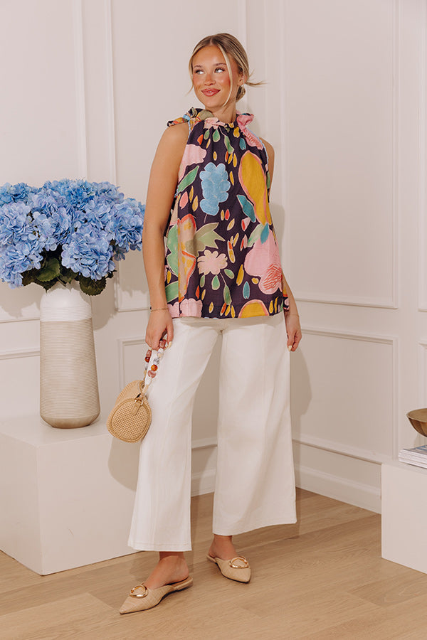 Bright Side Floral Shift Top in Navy