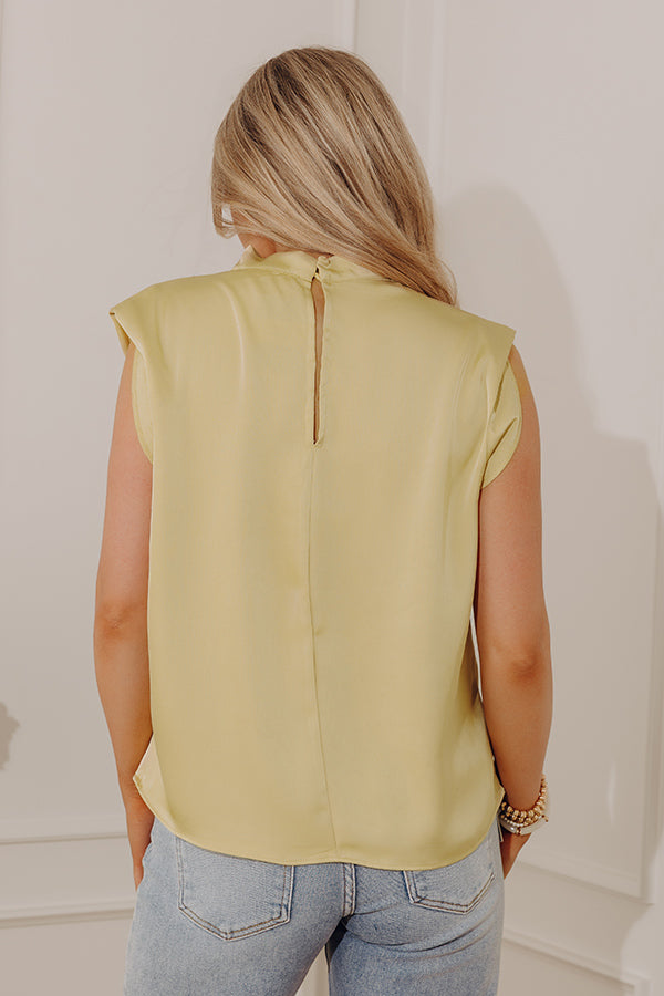 After Hours Satin Top in Light Chartreuse
