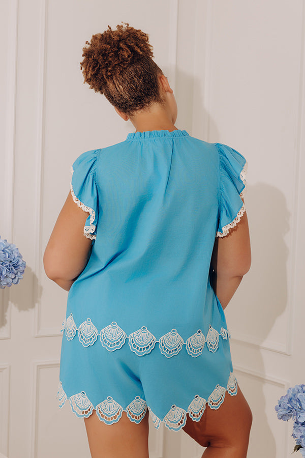 Coastal Views Embroidered Top Curves