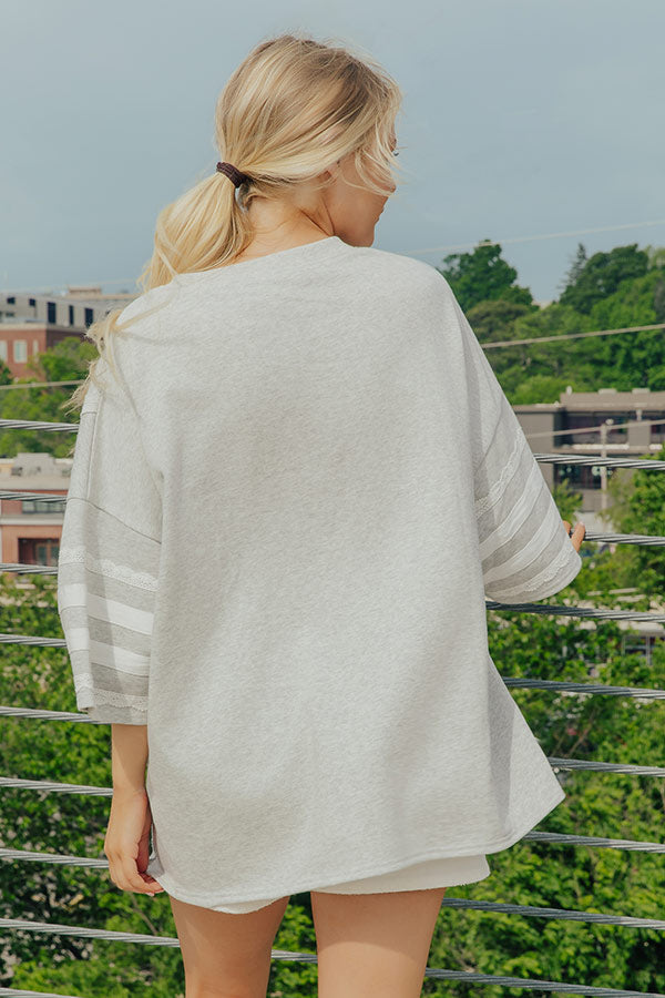 USA Vibes Patchwork Oversized Tee in Heather Grey