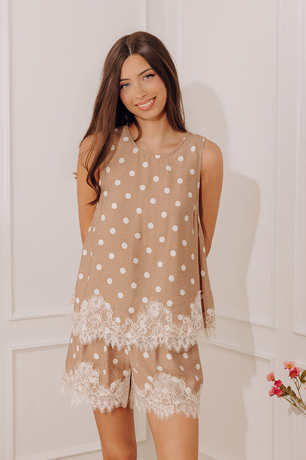Uptown Ease Lace Trim Top in Mocha