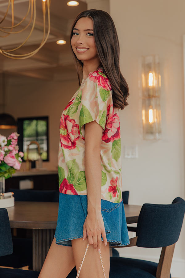 Floral Reverie Knit Sweater Top