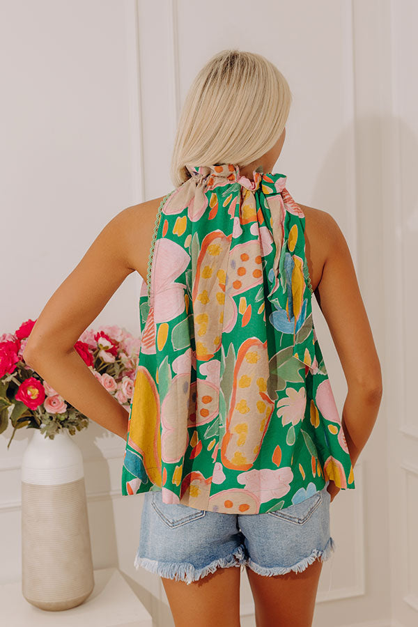 Bright Side Floral Shift Top in Green