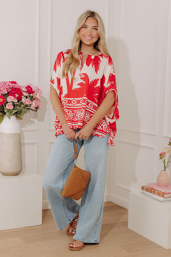 Oasis Escape Oversized Top in Red