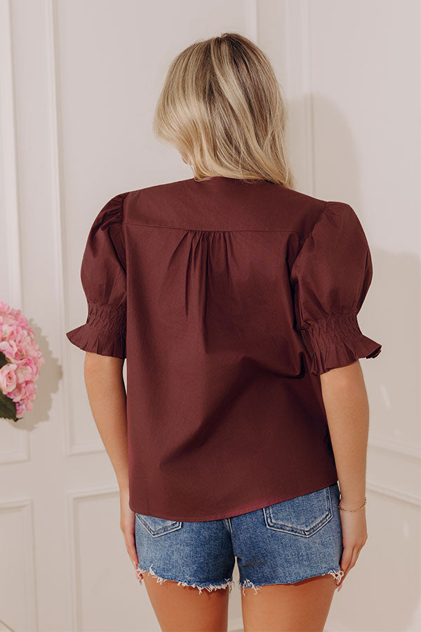 Uptown Darling Button Down Top in Plum