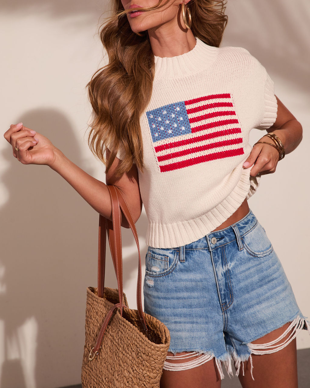 Freedom Flag Graphic American Flag Sleeveless Sweater