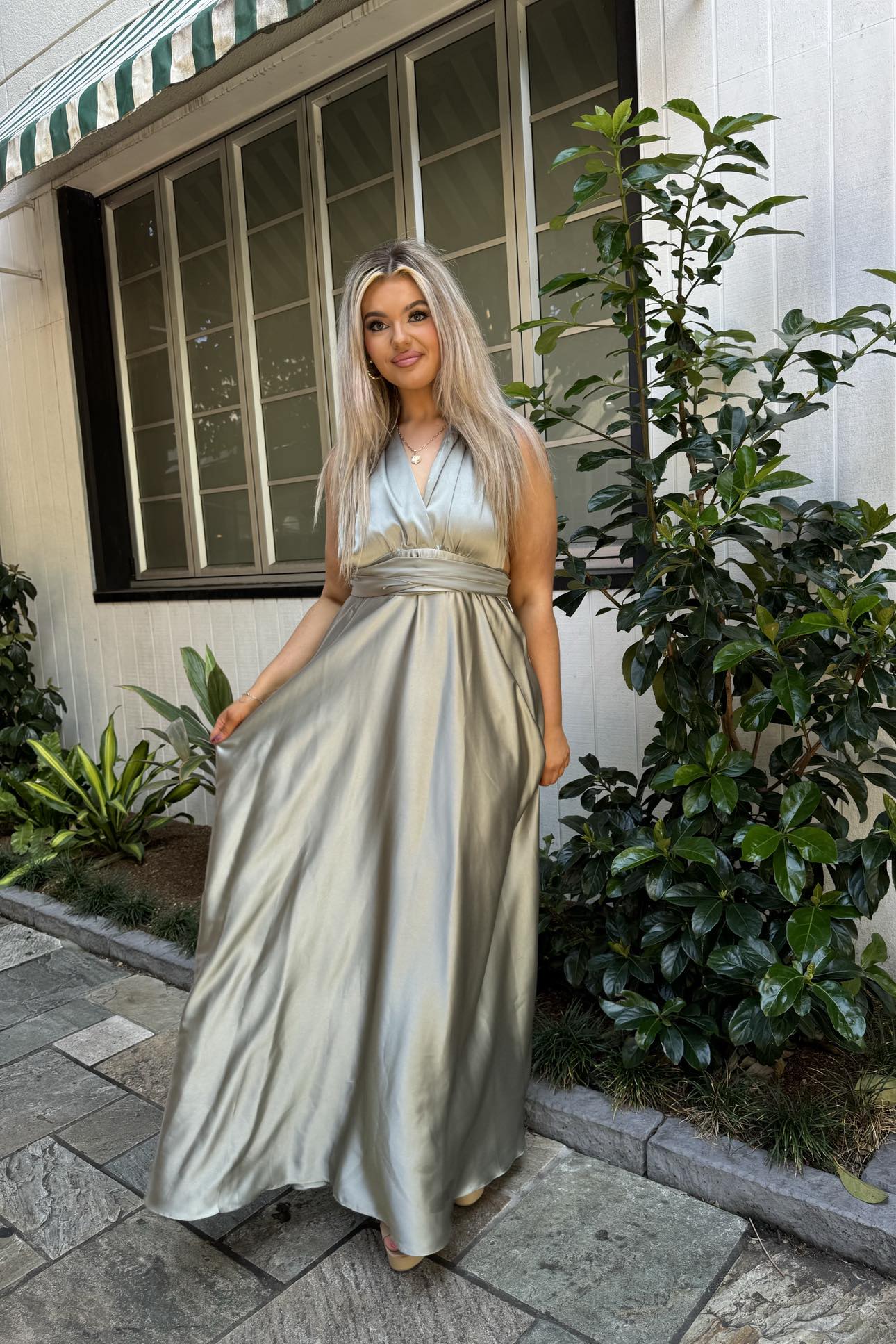 Pandora Multiway Gown - Sage Satin