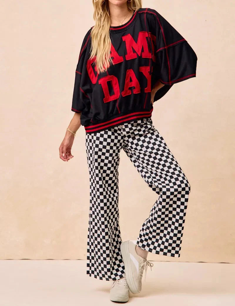 BiBi Gameday Theme Checkered Printed Pants