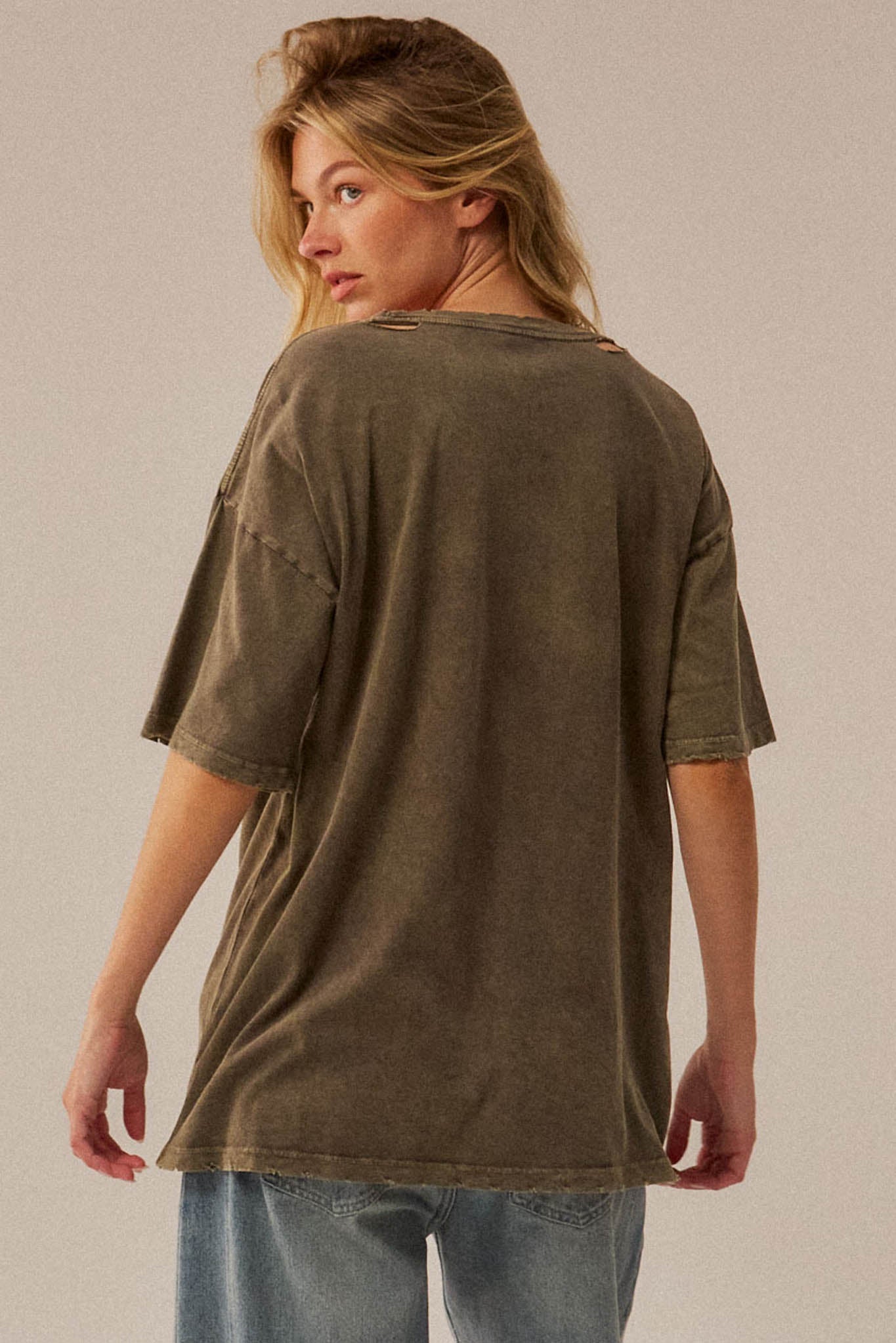 Tiger Garden Distressed Oversize Graphic Tee