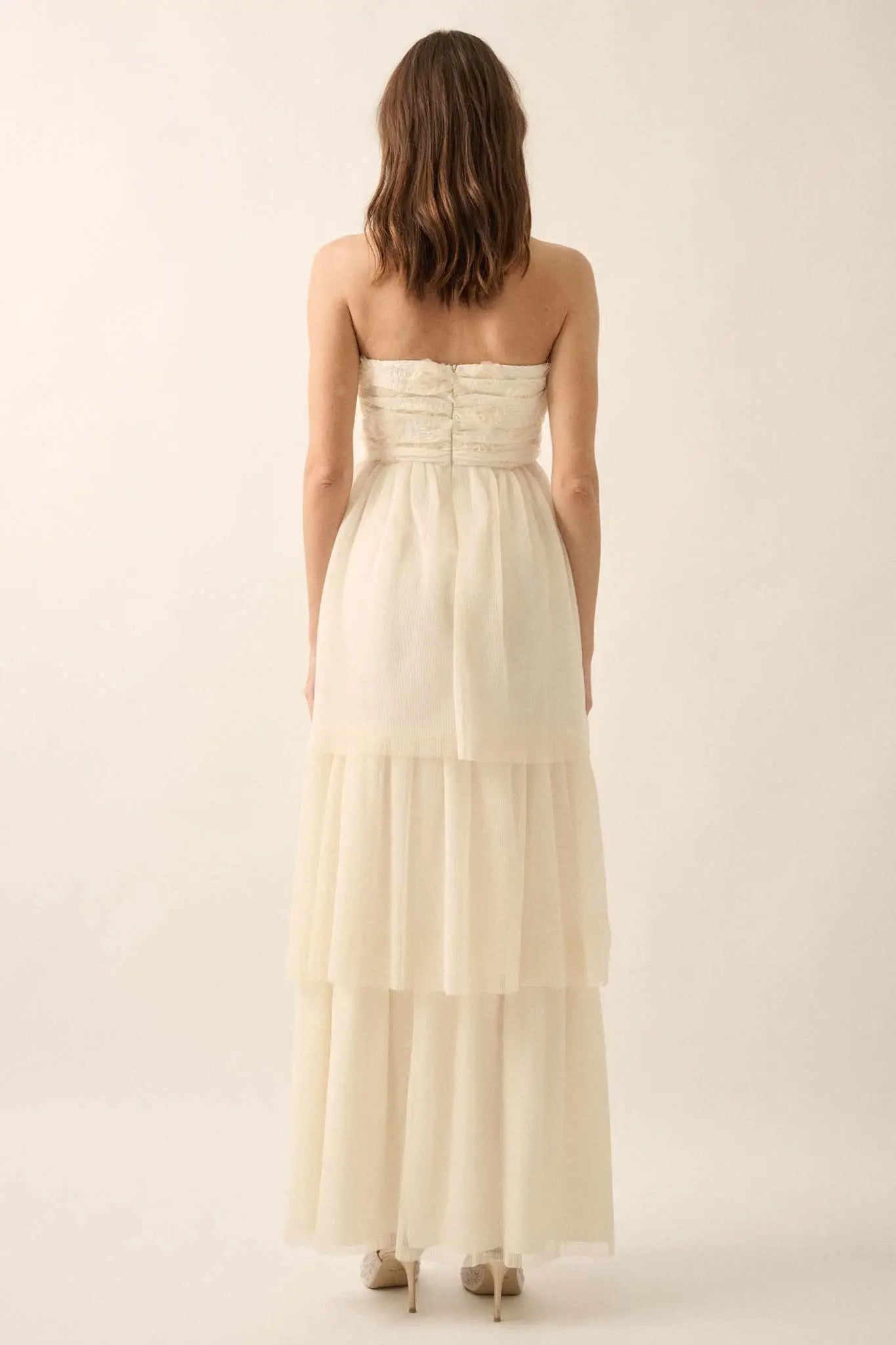 Blooming Beauty 3D Floral Lace High-Low Maxi Dress