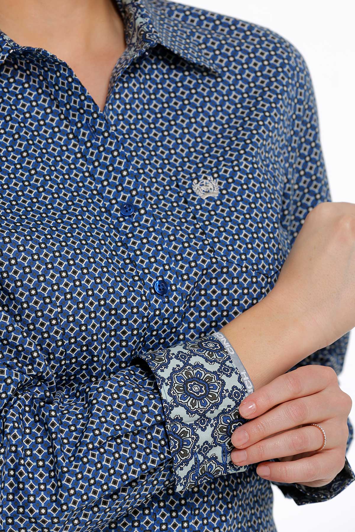 Cinch Ladies Royal Blue Diamond Print Shirt