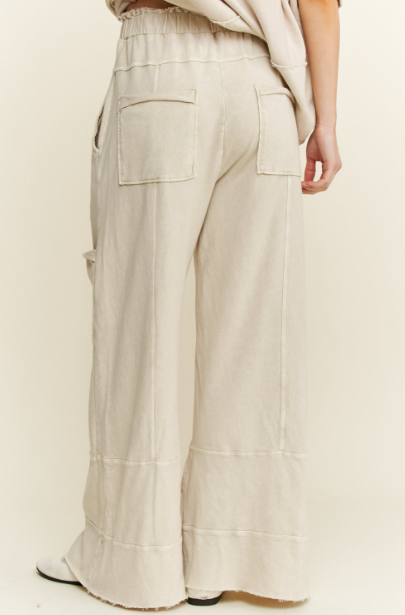 Seaside Breeze Mineral Wash Wide Leg Cropped Pants