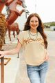 Beige Howdy Women Sleeveless Sweater