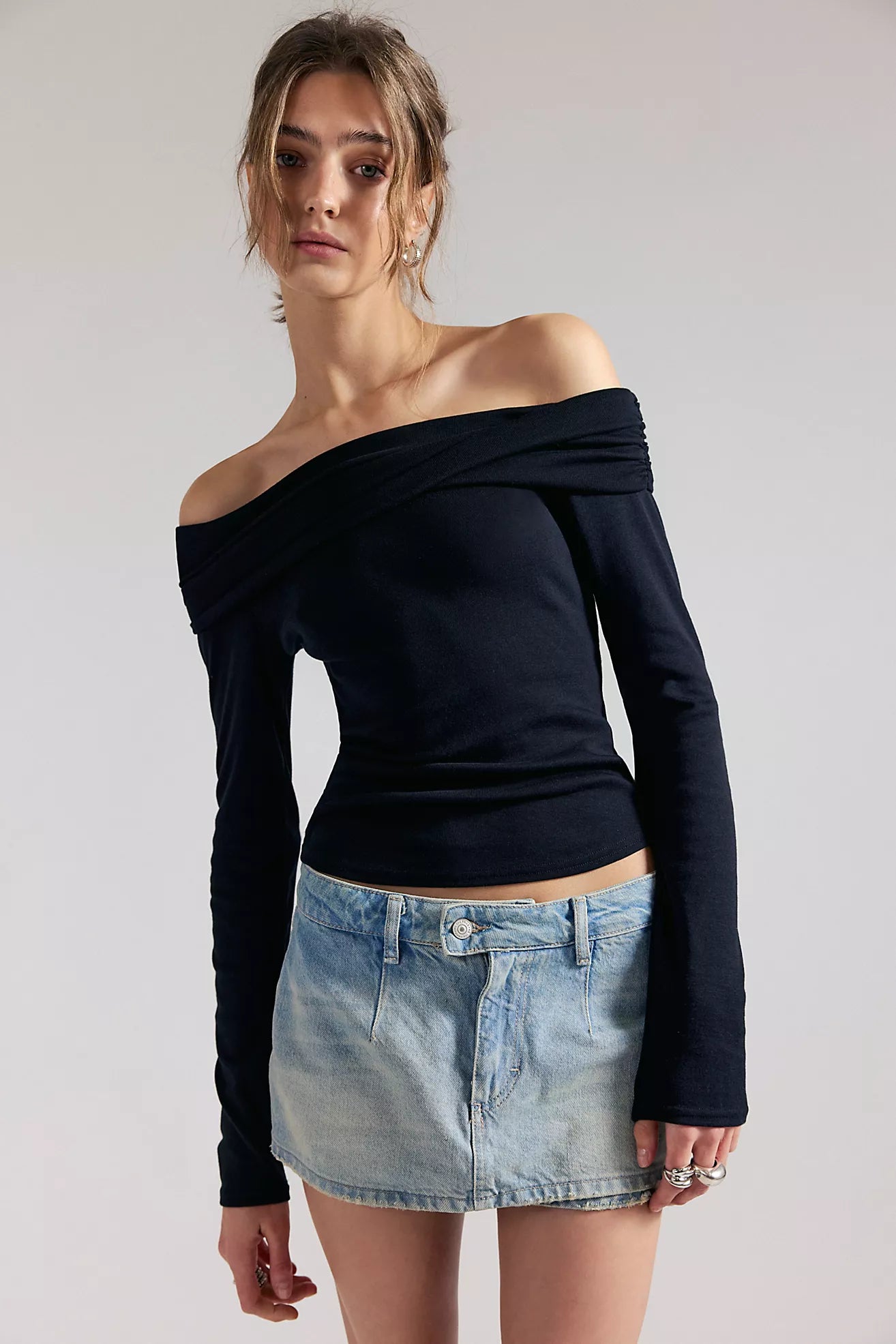 Galivanting Denim Skort - Aegean FREE PEOPLE