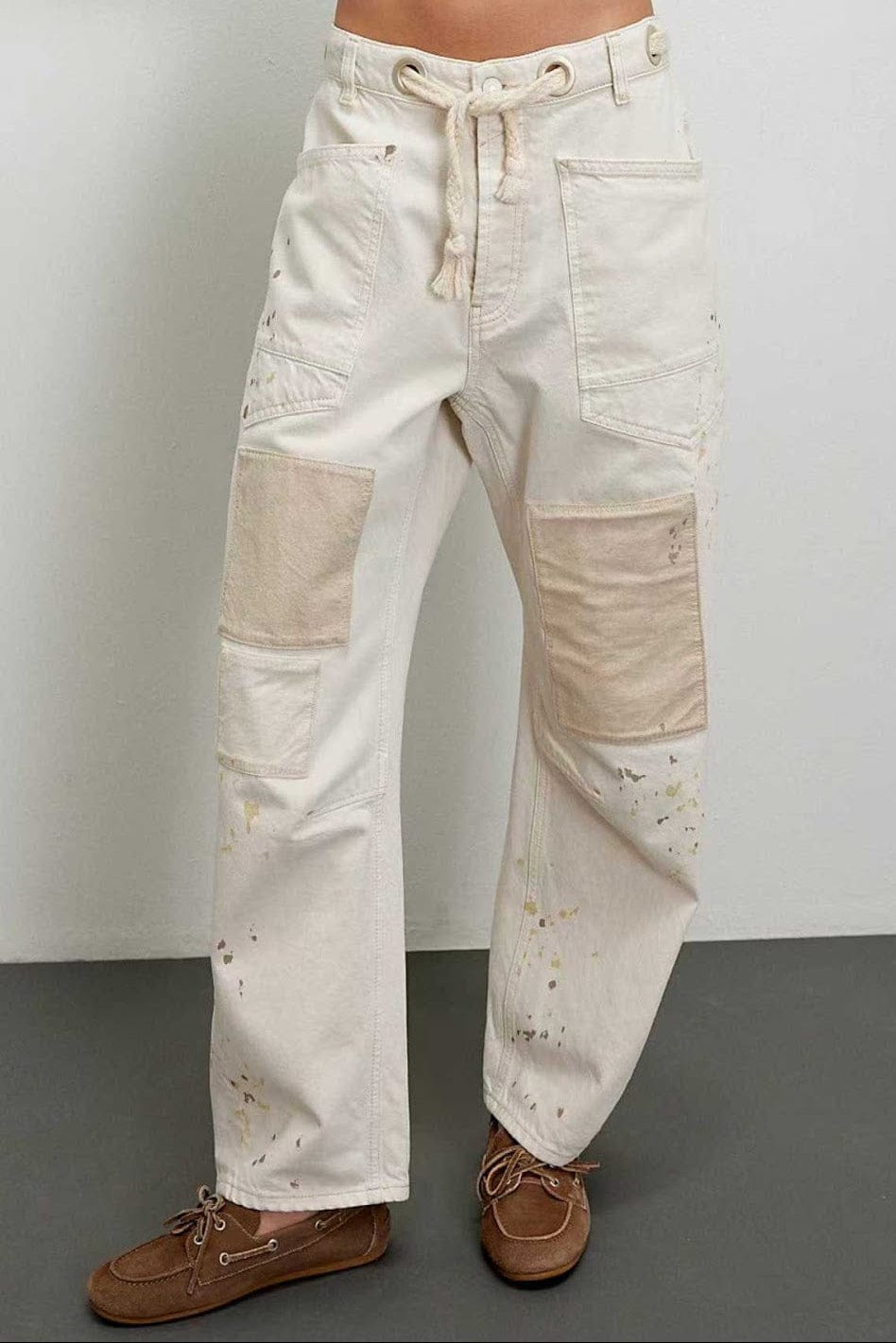 Wide Leg Patchwork Denim Pants