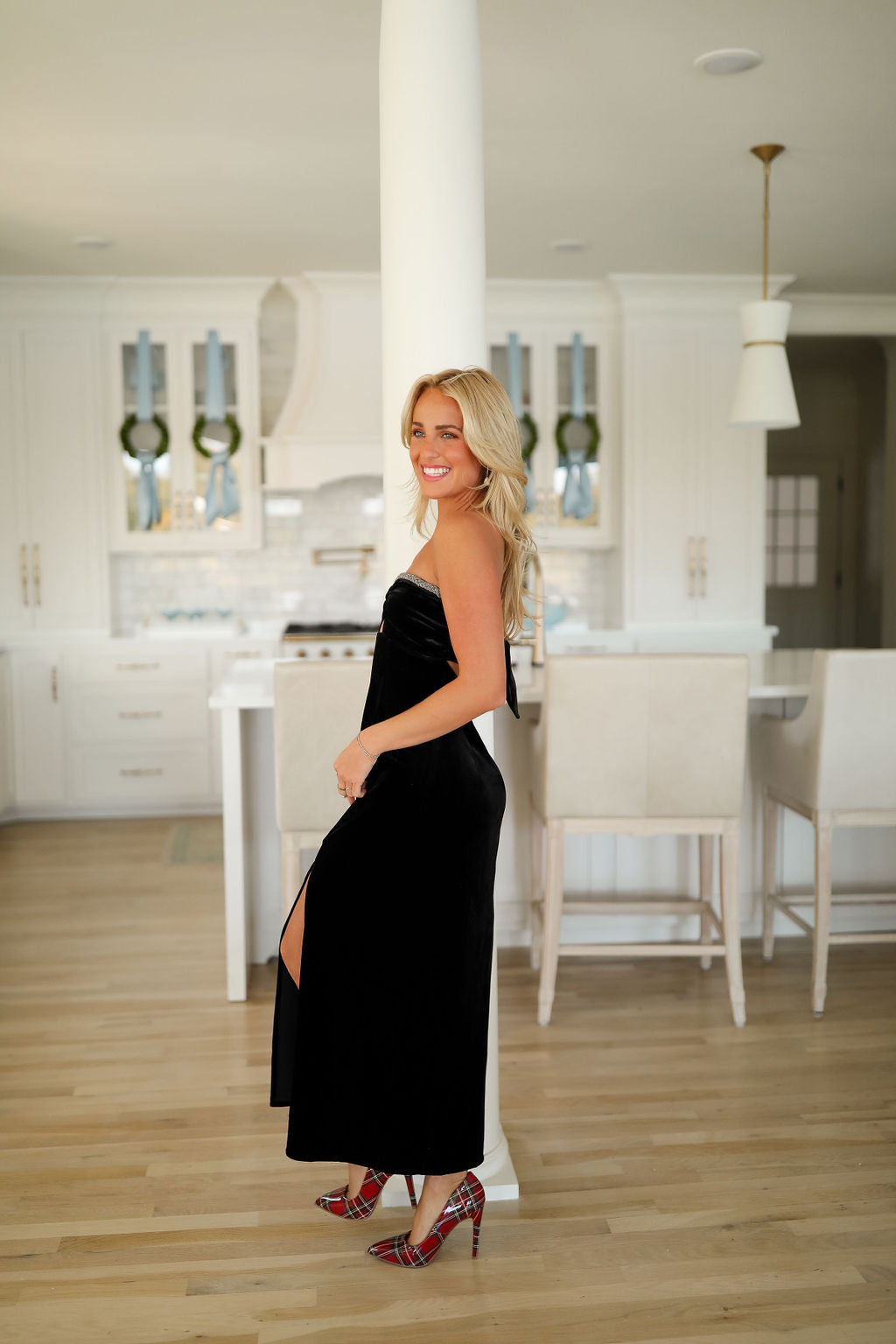 Haven Strapless Dress - Black Velvet