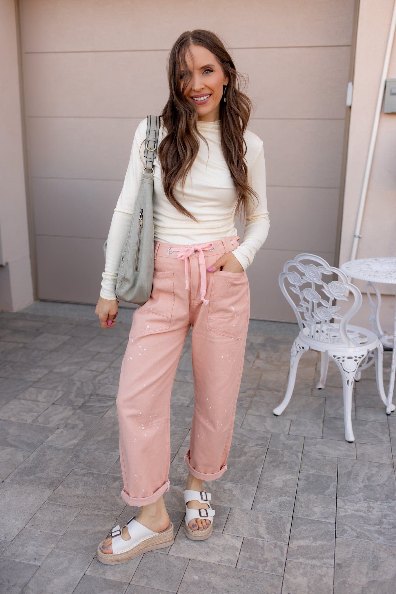 Wide Leg Patchwork Denim Pants