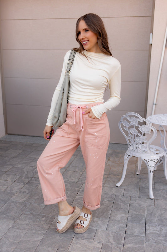 Wide Leg Patchwork Denim Pants