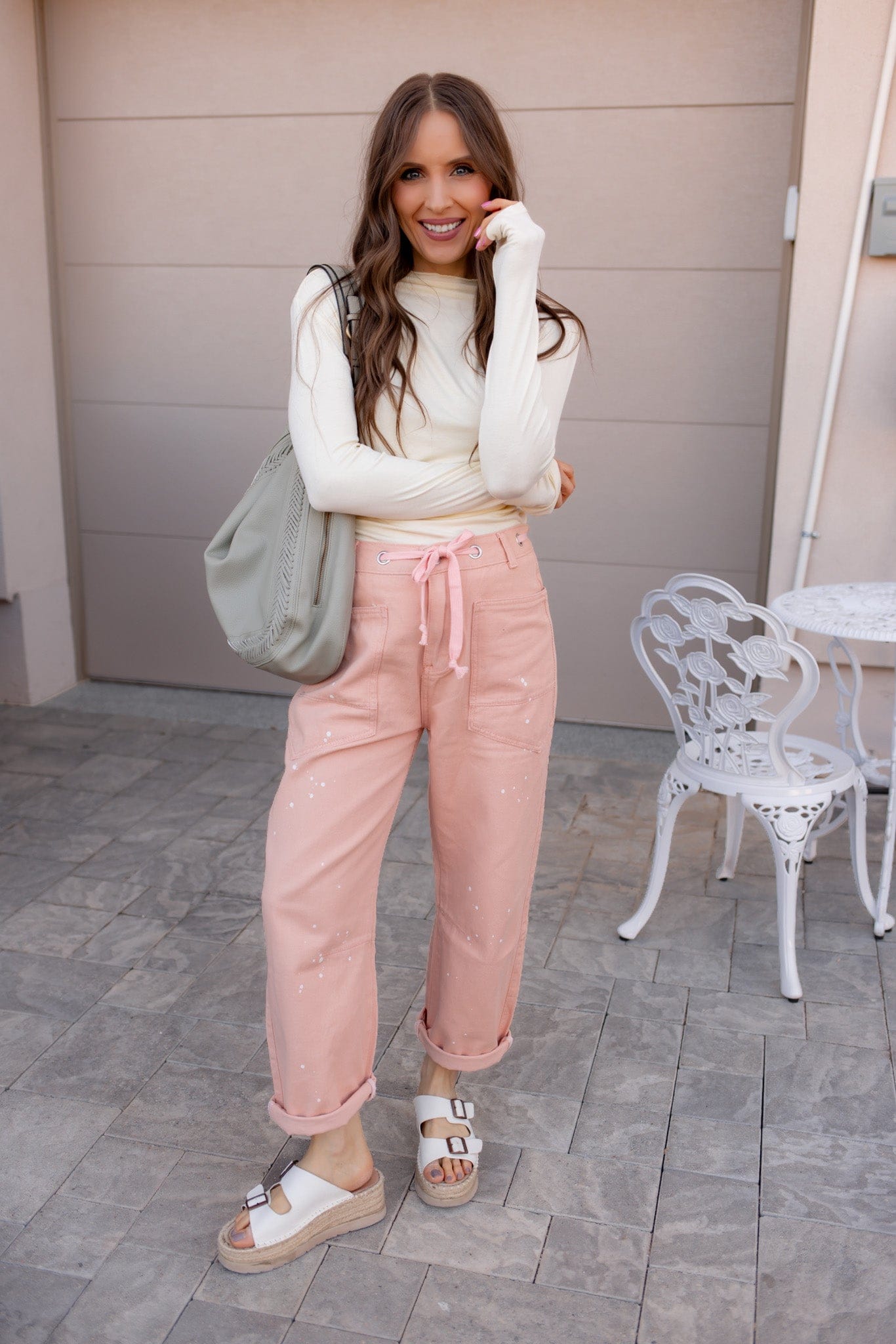 Wide Leg Patchwork Denim Pants