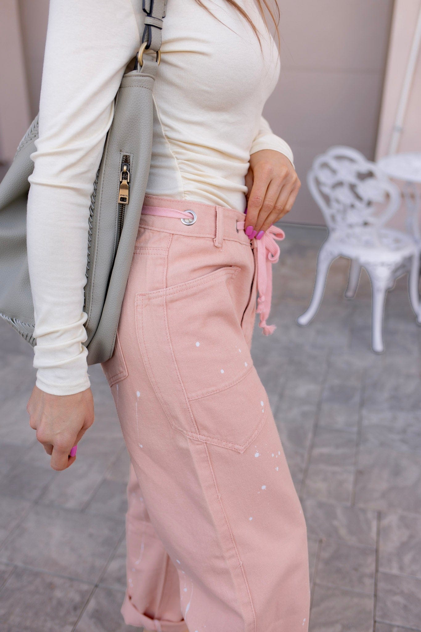 Wide Leg Patchwork Denim Pants