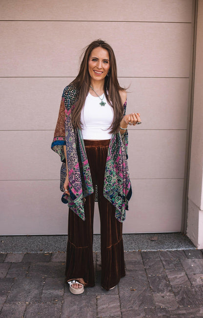 Brooke Velvet Ruffle Hem Wide Leg Pants