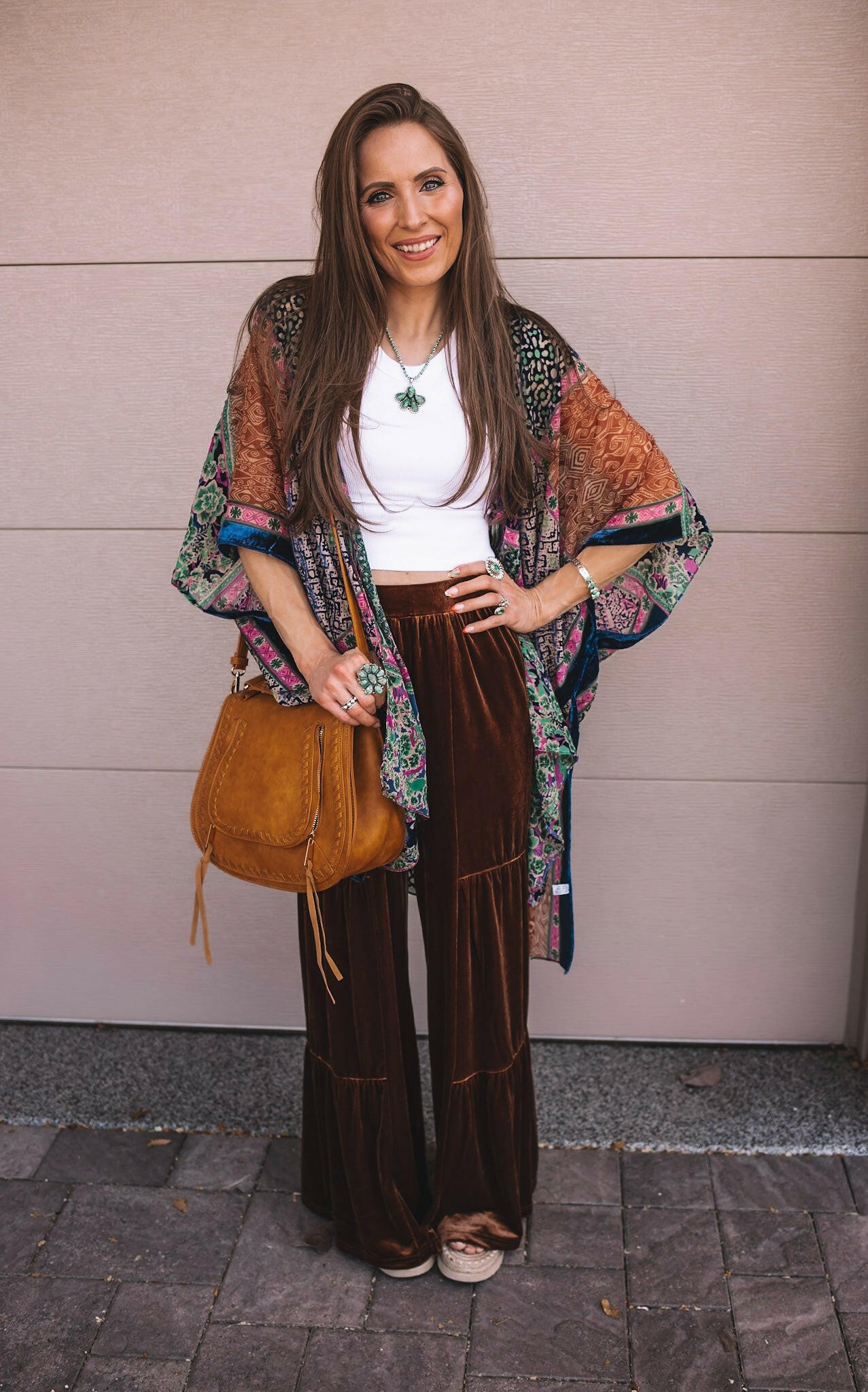 Brooke Velvet Ruffle Hem Wide Leg Pants