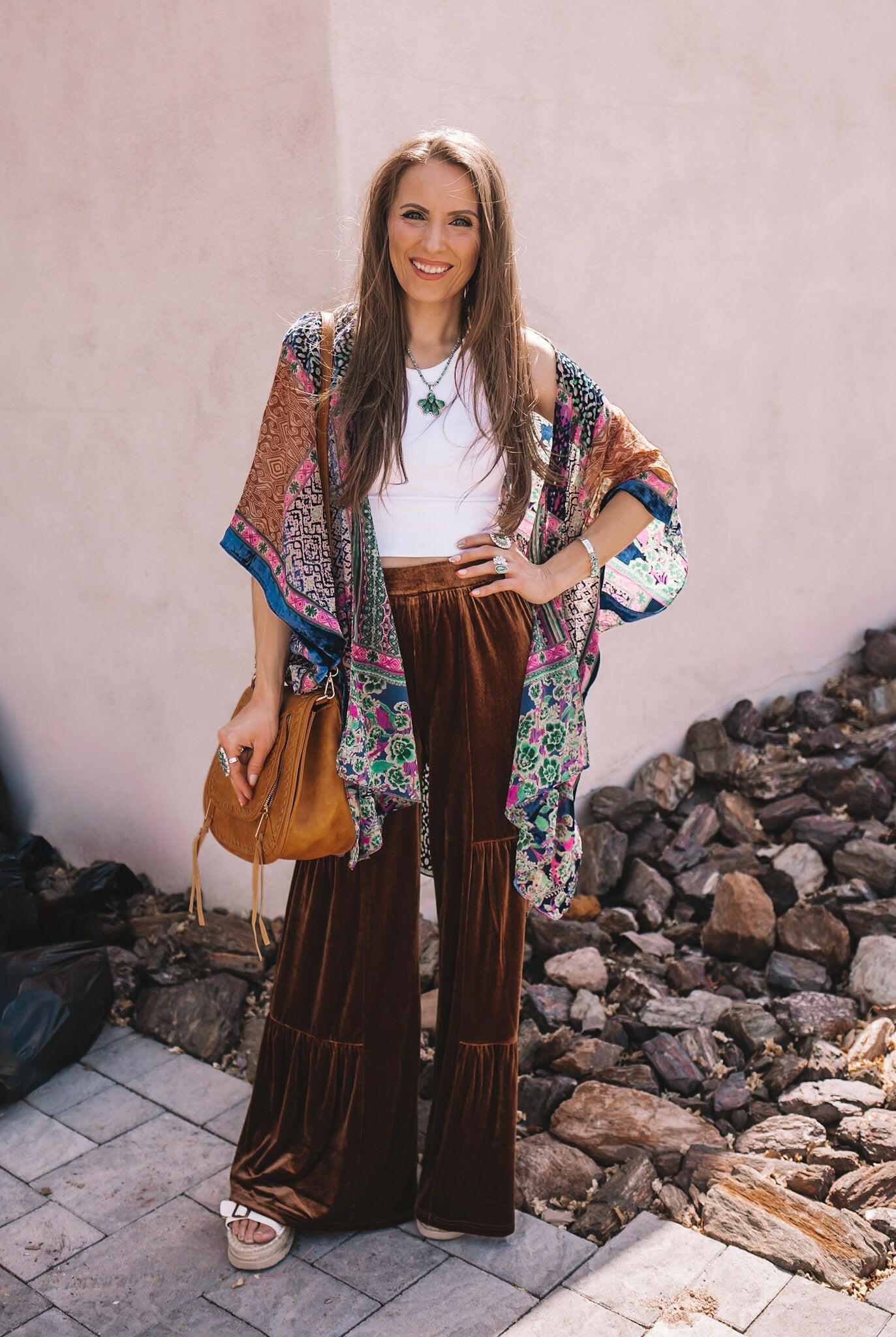Brooke Velvet Ruffle Hem Wide Leg Pants