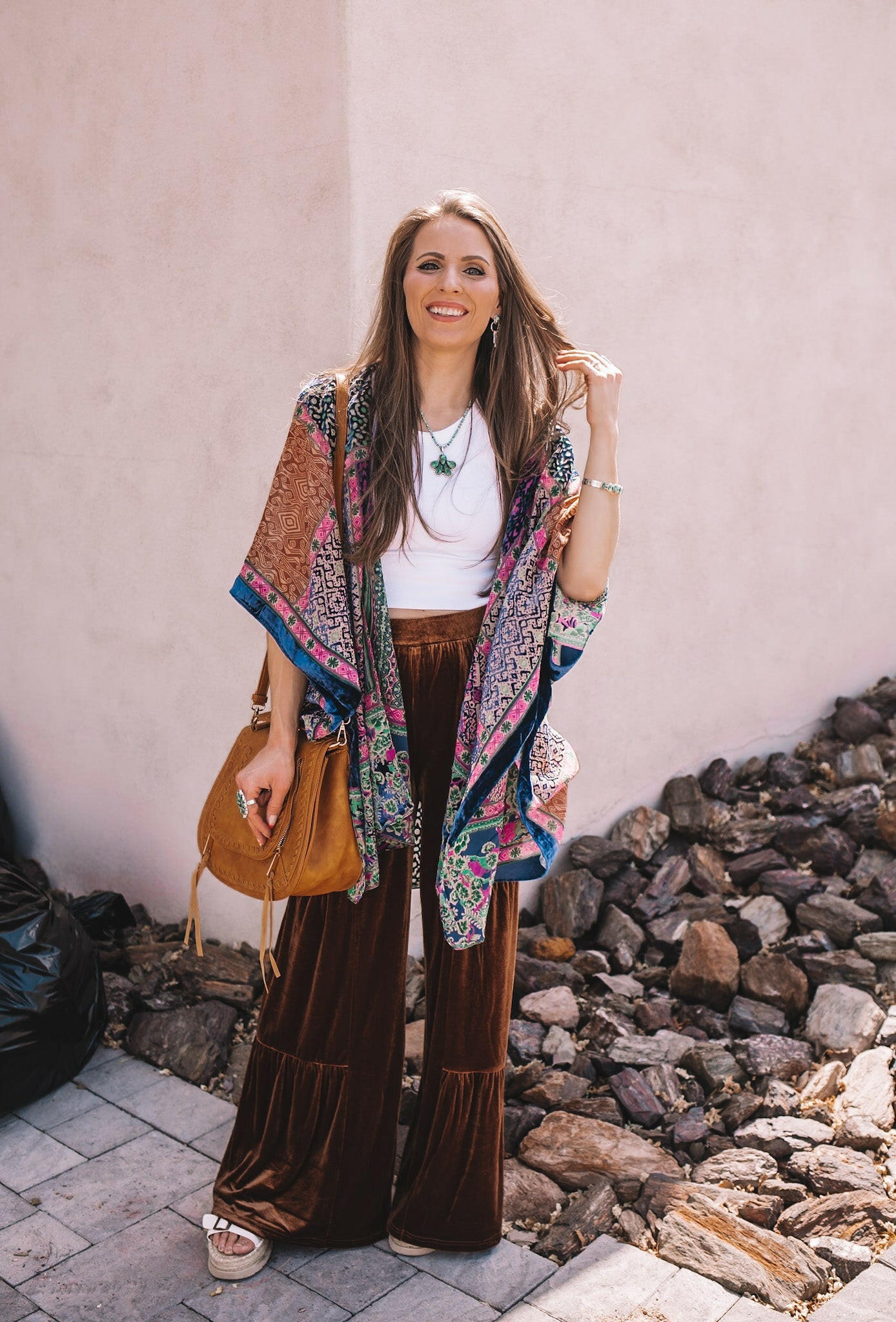 Brooke Velvet Ruffle Hem Wide Leg Pants