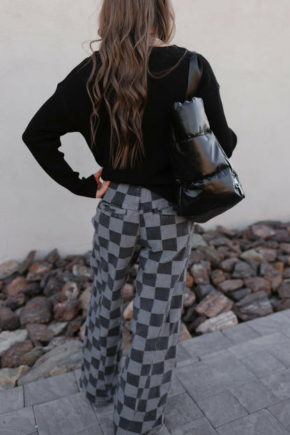 Hot to Go Checked Denim Jeans
