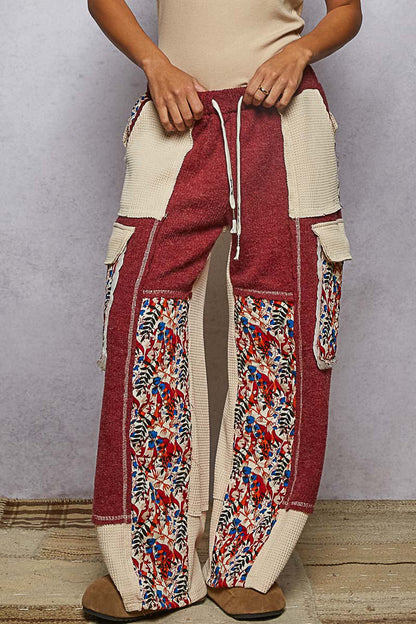 POL Quilted Floral Patch Pants