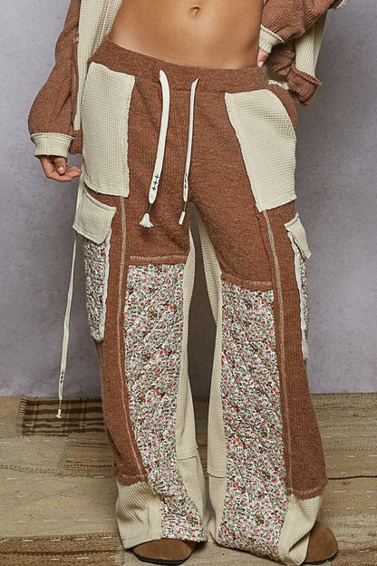 POL Quilted Floral Patch Pants