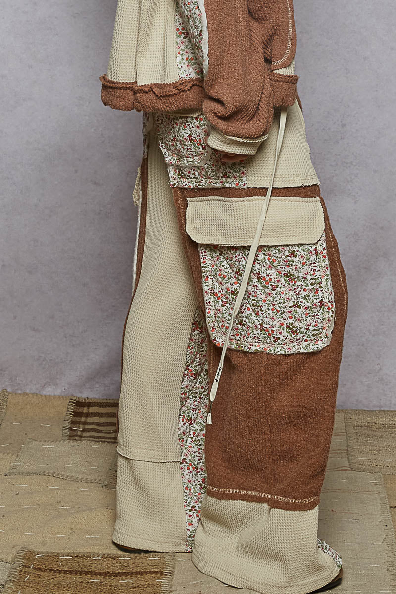POL Quilted Floral Patch Pants