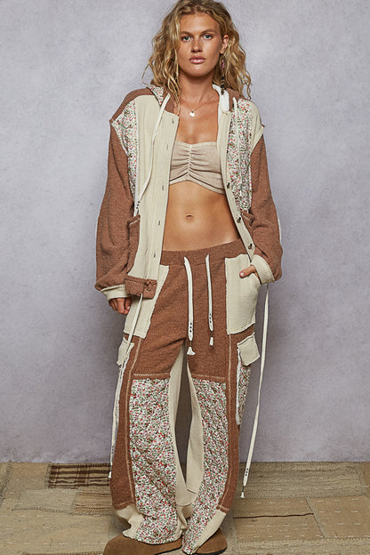 POL Quilted Floral Patch Pants