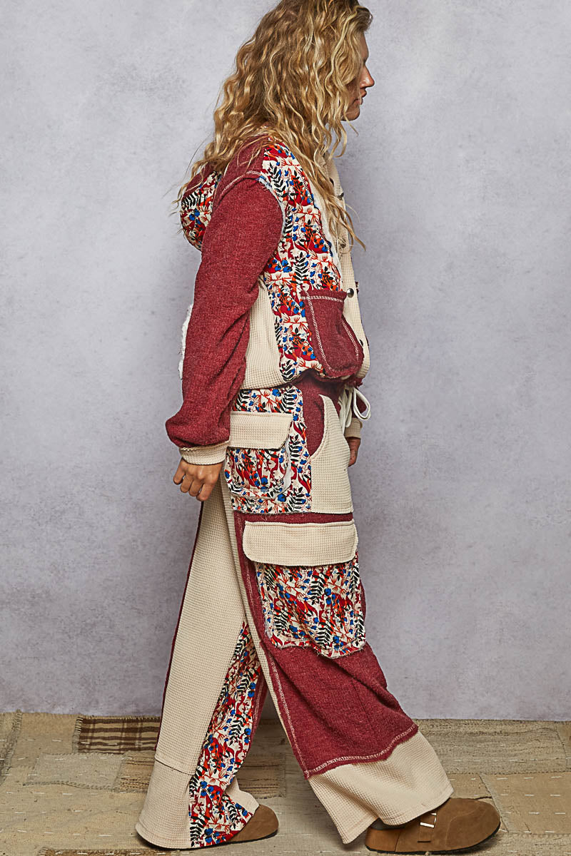 POL Quilted Floral Patch Pants