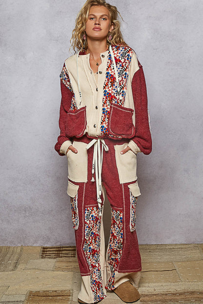 POL Quilted Floral Patch Pants
