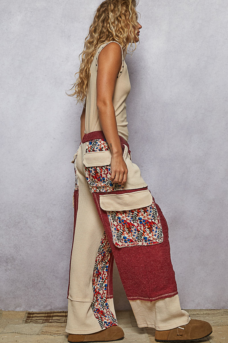 POL Quilted Floral Patch Pants