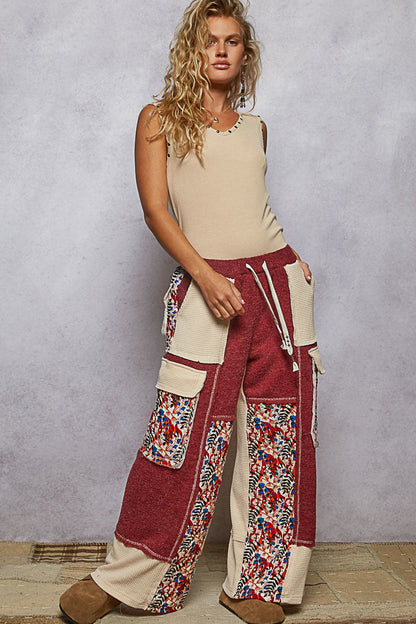 POL Quilted Floral Patch Pants