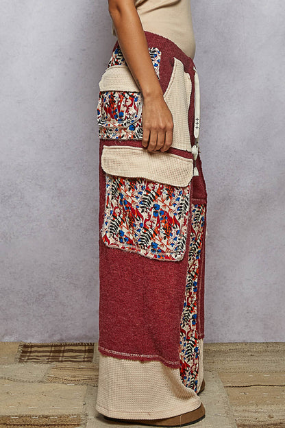 POL Quilted Floral Patch Pants